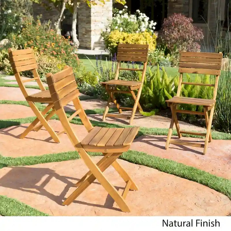Chaises de salle à manger pliantes d'extérieur Positano en bois d'acacia (lot de 4) par Christopher Knight Home