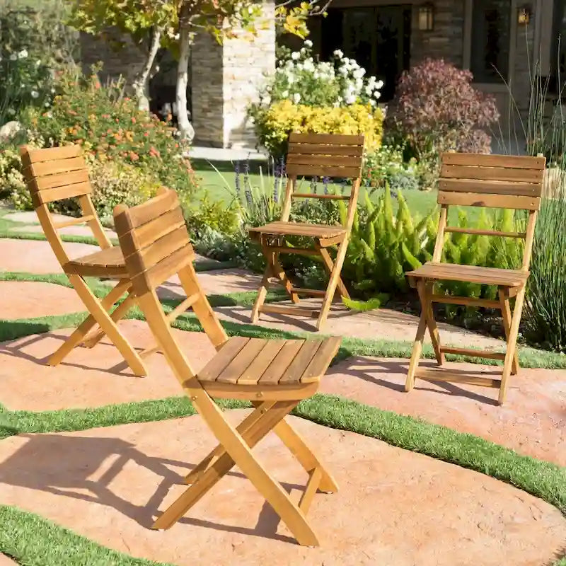 Chaises de salle à manger pliantes d'extérieur Positano en bois d'acacia (lot de 4) par Christopher Knight Home