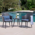 Ensemble de conversation rond en osier 3 pièces Iona Outdoor avec coussins par Christopher Knight Home