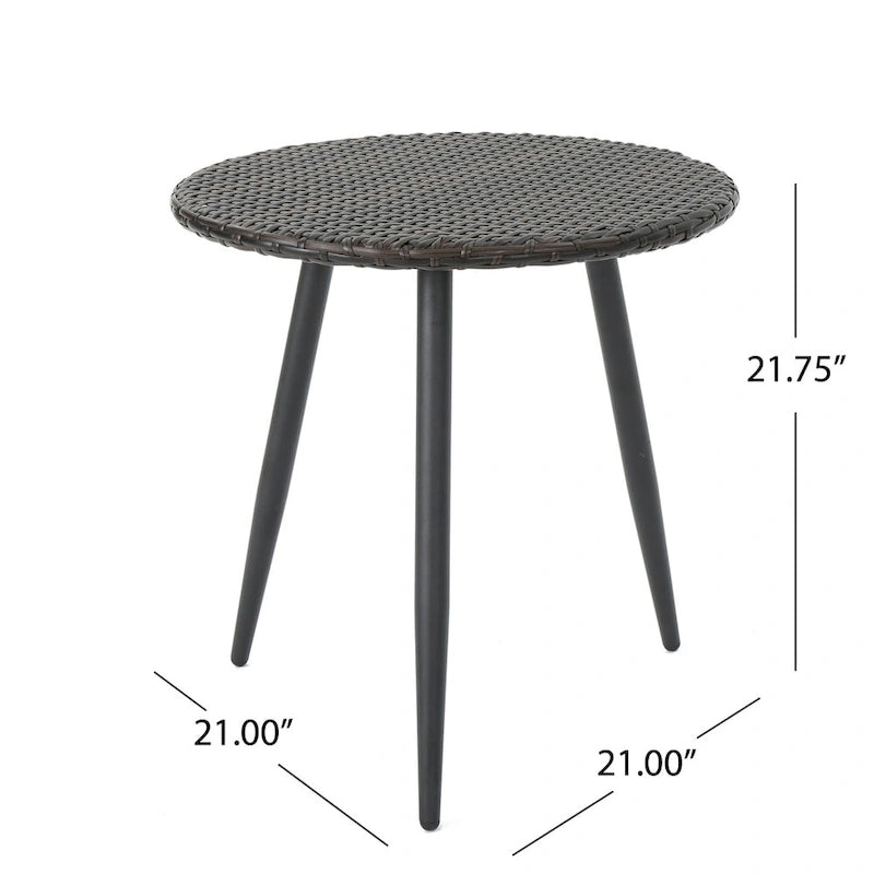 Ensemble de conversation rond en osier 3 pièces Iona Outdoor avec coussins par Christopher Knight Home