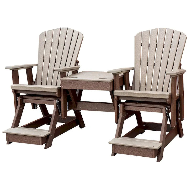 Fauteuil à bascule double hauteur de balcon OS Home and Office avec table basse, coloris Weatherwood et Tudor Brown - Non disponible