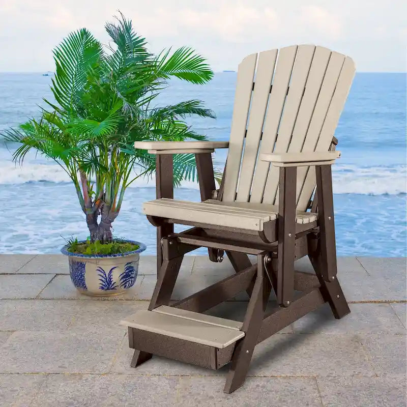 Fauteuil à bascule double hauteur de balcon OS Home and Office avec table basse, coloris Weatherwood et Tudor Brown - Non disponible