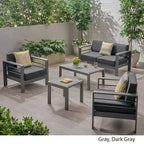 Ensemble de conversation extérieur 4 places en aluminium Cape Coral avec table d'appoint par Christopher Knight Home