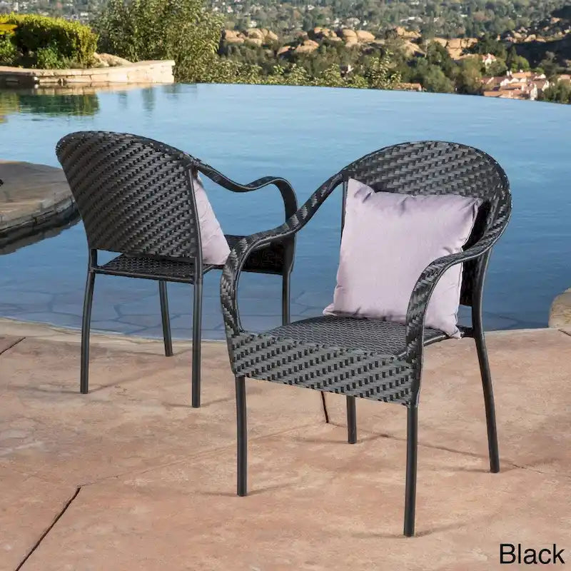 Fauteuil d'extérieur en osier tressé Sunset (lot de 2) par Christopher Knight Home