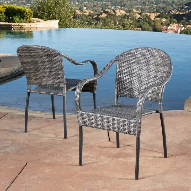 Fauteuil d'extérieur en osier tressé Sunset (lot de 2) par Christopher Knight Home