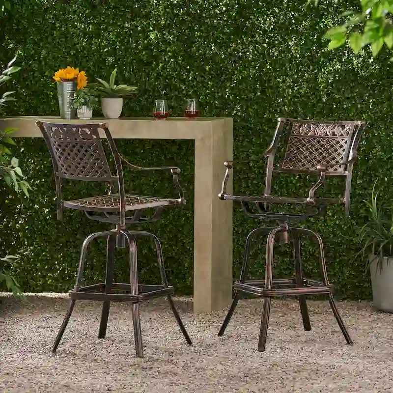 Tabouret de bar Sebastian en fonte d'aluminium (lot de 2) par Christopher Knight Home