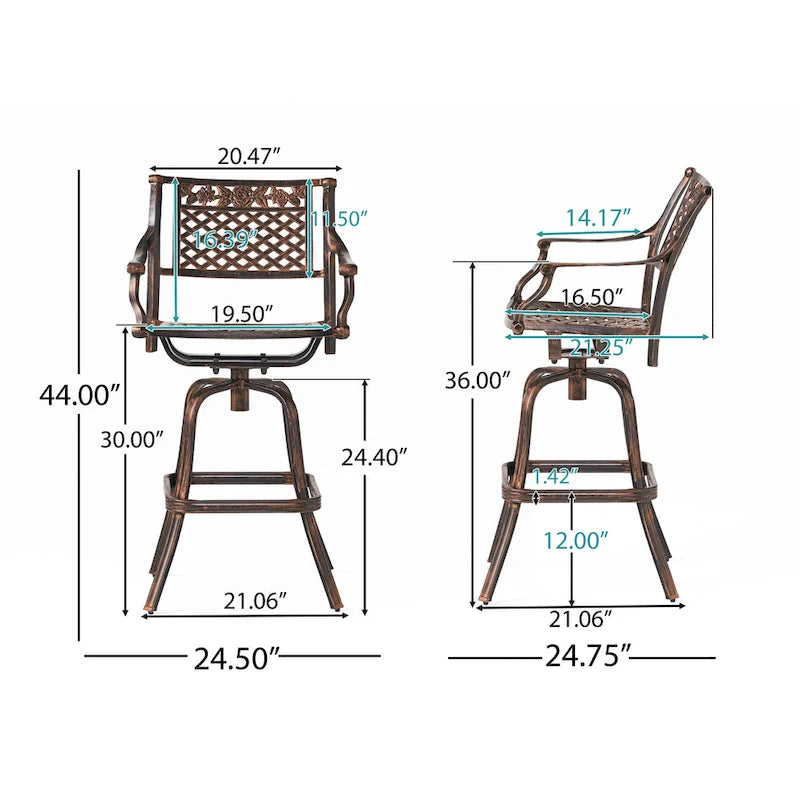 Tabouret de bar Sebastian en fonte d'aluminium (lot de 2) par Christopher Knight Home