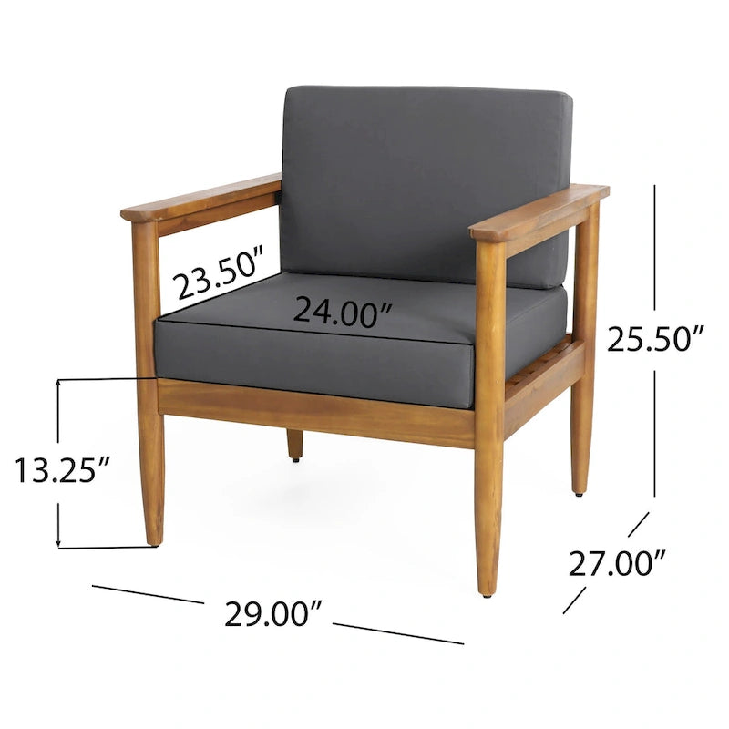 Fauteuil club d'extérieur Magnolia en bois d'acacia avec coussins, par Christopher Knight Home