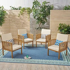 Fauteuils club d'extérieur Casa Acacia en bois d'acacia (ensemble de 4) par Christopher Knight Home