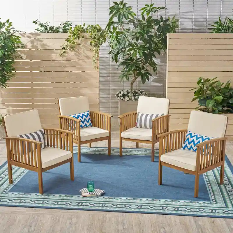 Fauteuils club d'extérieur Casa Acacia en bois d'acacia (ensemble de 4) par Christopher Knight Home