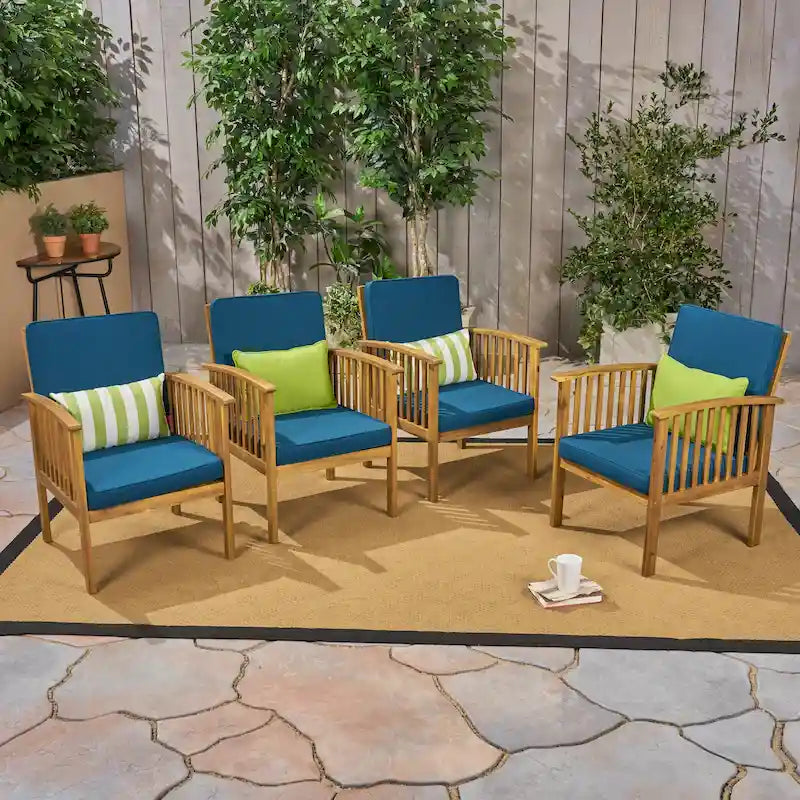 Fauteuils club d'extérieur Casa Acacia en bois d'acacia (ensemble de 4) par Christopher Knight Home