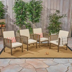 Fauteuils club d'extérieur Casa Acacia en bois d'acacia (ensemble de 4) par Christopher Knight Home