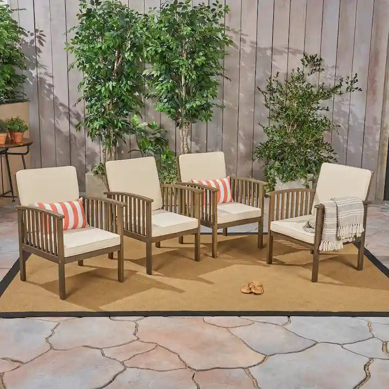 Fauteuils club d'extérieur Casa Acacia en bois d'acacia (ensemble de 4) par Christopher Knight Home