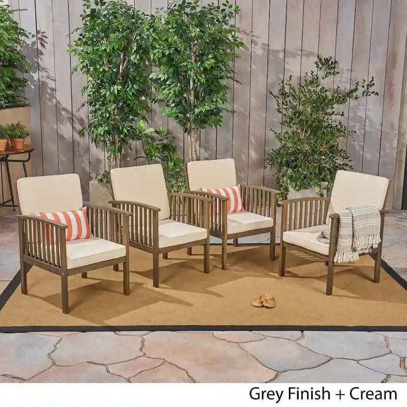 Fauteuils club d'extérieur Casa Acacia en bois d'acacia (ensemble de 4) par Christopher Knight Home