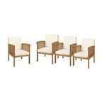 Fauteuils club d'extérieur Casa Acacia en bois d'acacia (ensemble de 4) par Christopher Knight Home