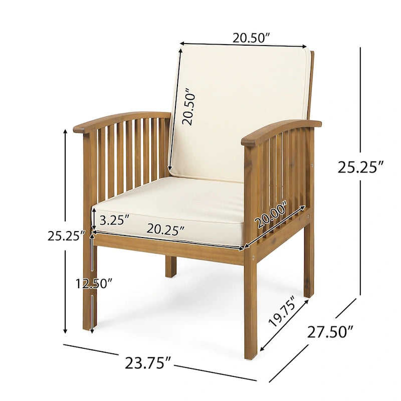 Fauteuils club d'extérieur Casa Acacia en bois d'acacia (ensemble de 4) par Christopher Knight Home