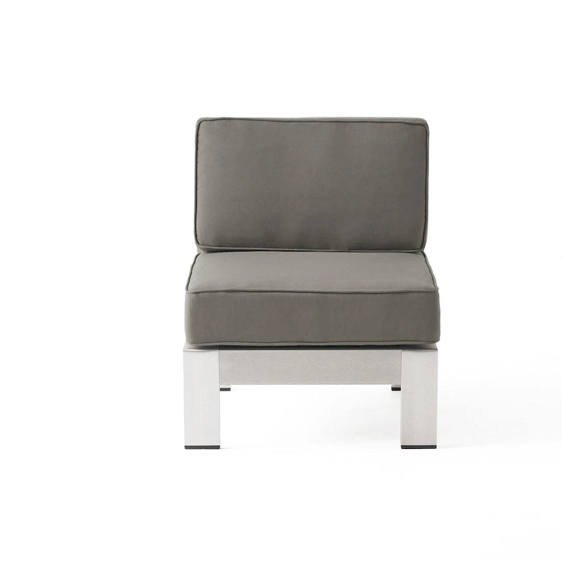 Ensemble canapé d'angle en aluminium en forme de U 11 places et pouf Cape Coral Outdoor de Christopher Knight Home