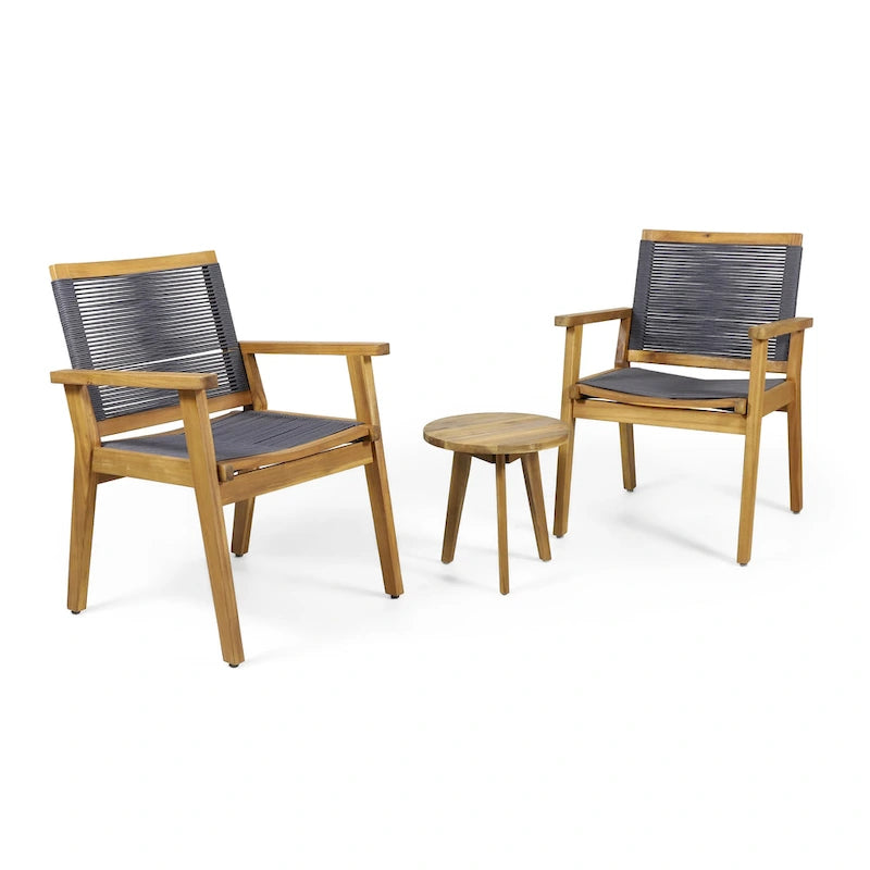 Ensemble de conversation 3 pièces en bois d'acacia McGill Outdoor par Christopher Knight Home