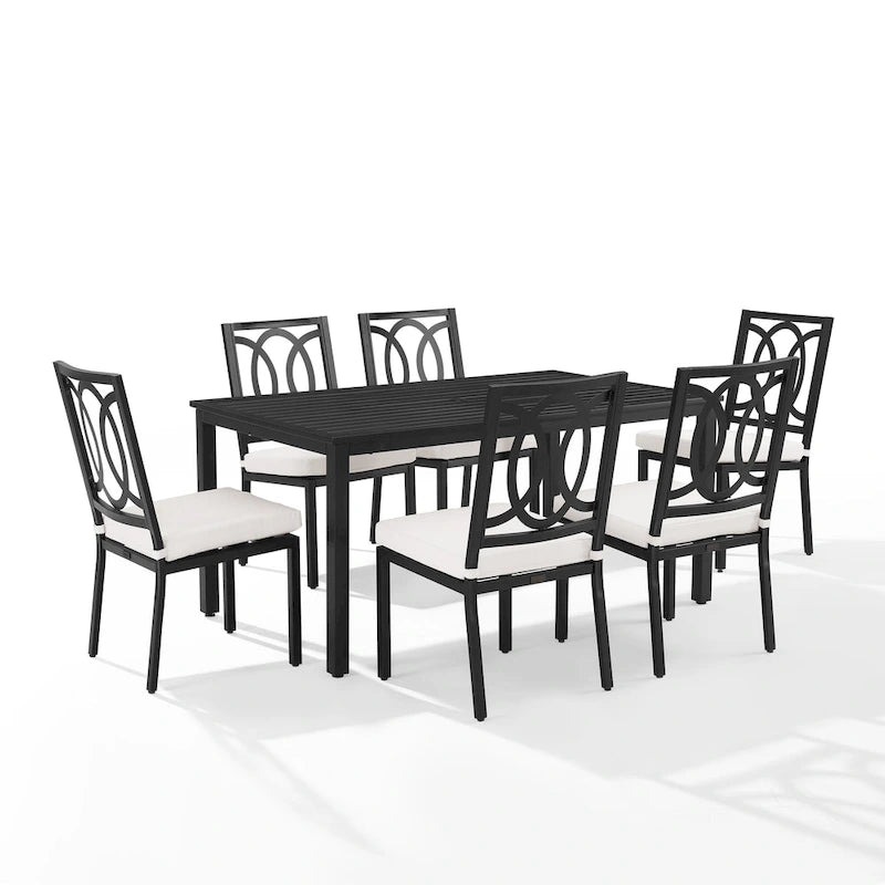 Ensemble de salle à manger d'extérieur Crosley Chambers 7 pièces en métal - Noir mat