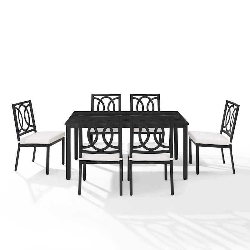Ensemble de salle à manger d'extérieur Crosley Chambers 7 pièces en métal - Noir mat