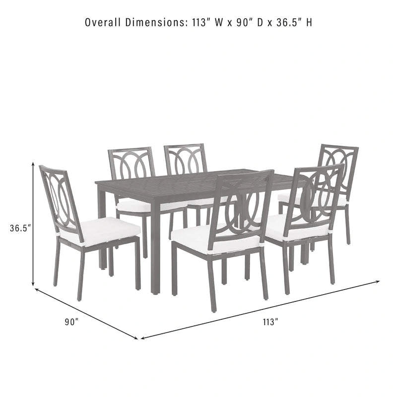 Ensemble de salle à manger d'extérieur Crosley Chambers 7 pièces en métal - Noir mat