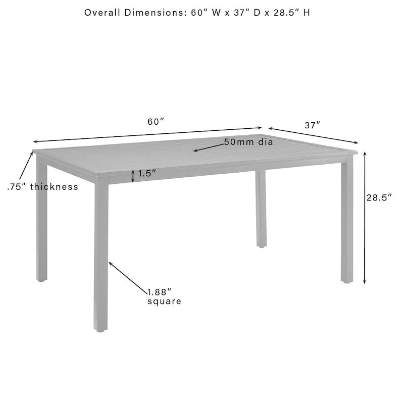 Ensemble de salle à manger d'extérieur Crosley Chambers 7 pièces en métal - Noir mat