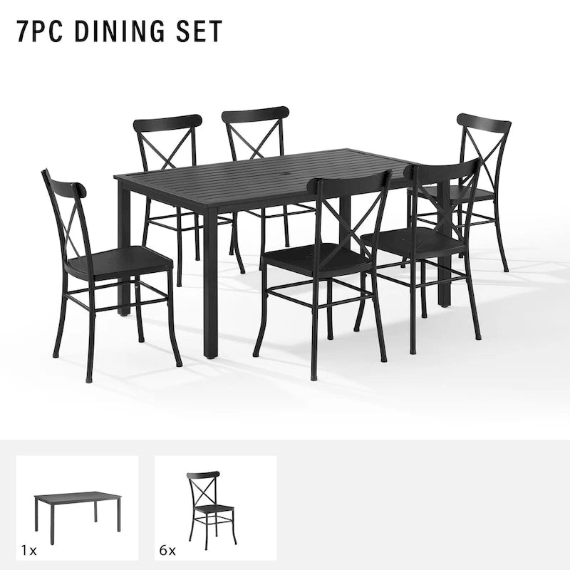 Ensemble de salle à manger d'extérieur en métal Crosley Astrid 7 pièces - 86 x 109 x 34,88