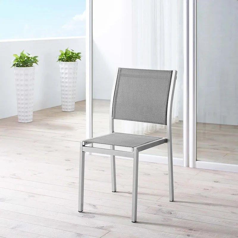Chaise d'appoint de salle à manger d'extérieur en maille d'aluminium Modway Shore