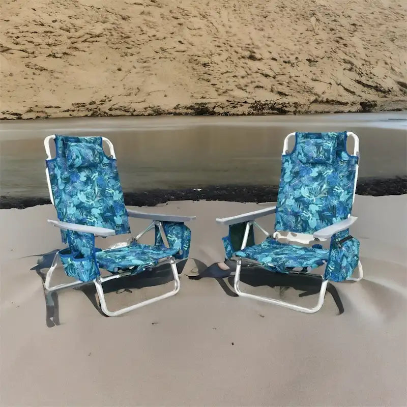 Chaise de plage pliante avec dossier réglable et oreiller