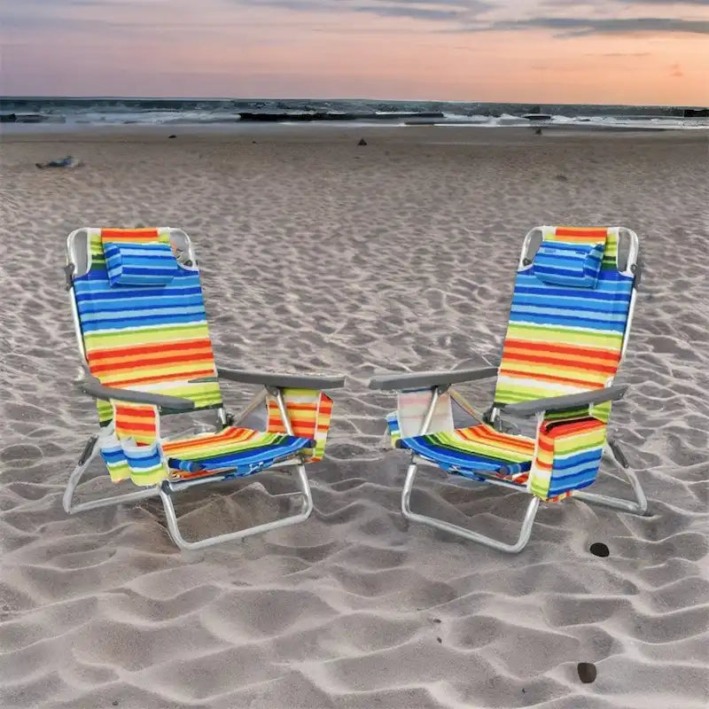 Chaise de plage pliante avec dossier réglable et oreiller