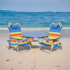 Chaise de plage pliante avec dossier réglable et oreiller