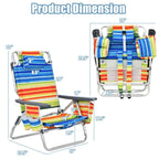 Chaise de plage pliante avec dossier réglable et oreiller