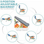 Chaise de plage pliante avec dossier réglable et oreiller