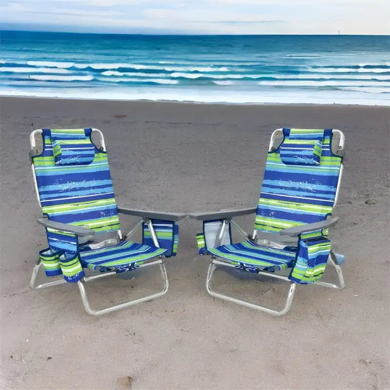 Chaise de plage pliante avec dossier réglable et oreiller
