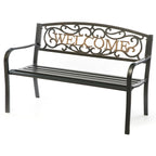 Banc d'extérieur en acier pour terrasse, jardin ou parc, avec dossier inclinable en fonte, décoration pour porche, cour ou pelouse