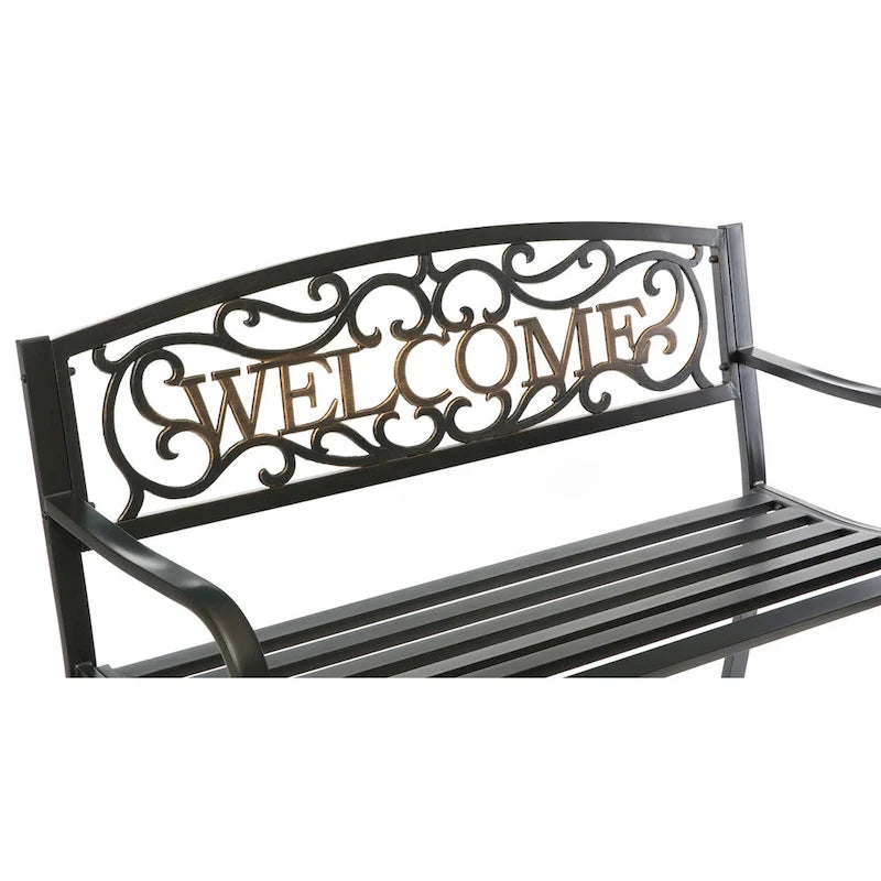 Banc d'extérieur en acier pour terrasse, jardin ou parc, avec dossier inclinable en fonte, décoration pour porche, cour ou pelouse