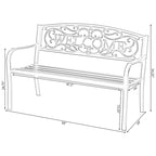 Banc d'extérieur en acier pour terrasse, jardin ou parc, avec dossier inclinable en fonte, décoration pour porche, cour ou pelouse