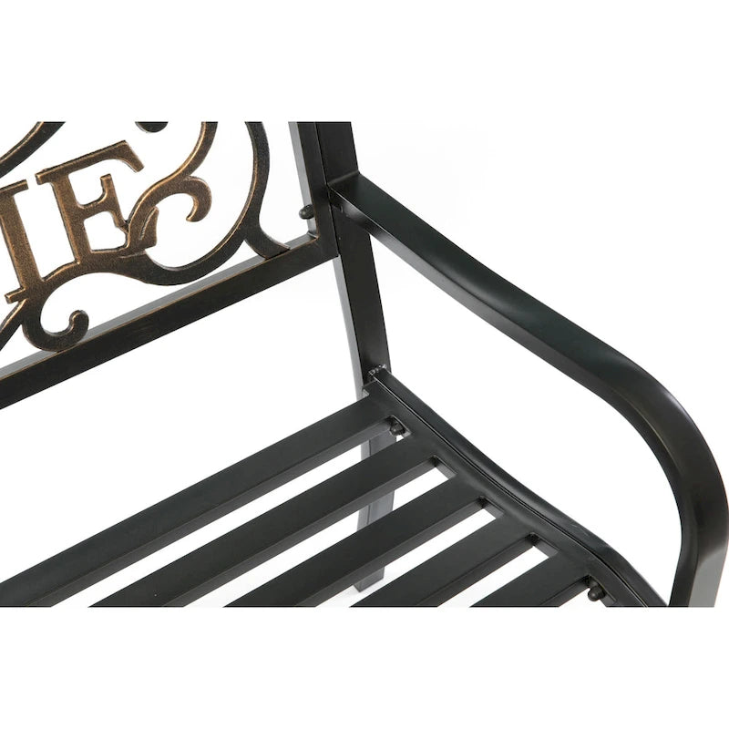 Banc d'extérieur en acier pour terrasse, jardin ou parc, avec dossier inclinable en fonte, décoration pour porche, cour ou pelouse