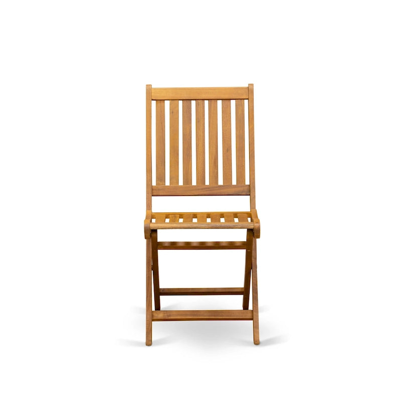 Ensemble de table pliante 3 pièces East West Furniture en bois : une table basse d'extérieur en bois d'acacia et 2 chaises pliantes, finition huile naturelle