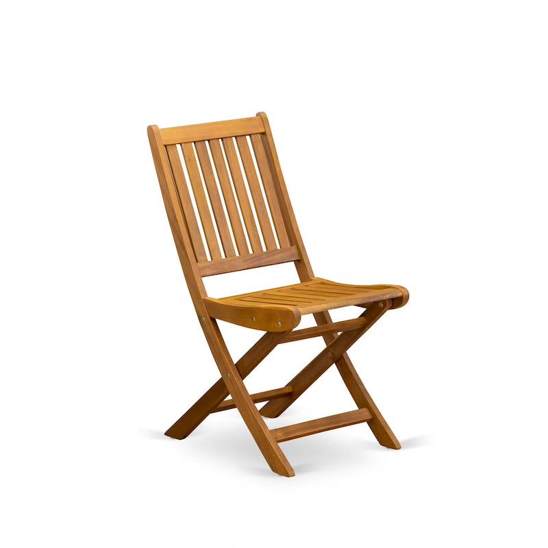 Ensemble de table pliante 3 pièces East West Furniture en bois : une table basse d'extérieur en bois d'acacia et 2 chaises pliantes, finition huile naturelle