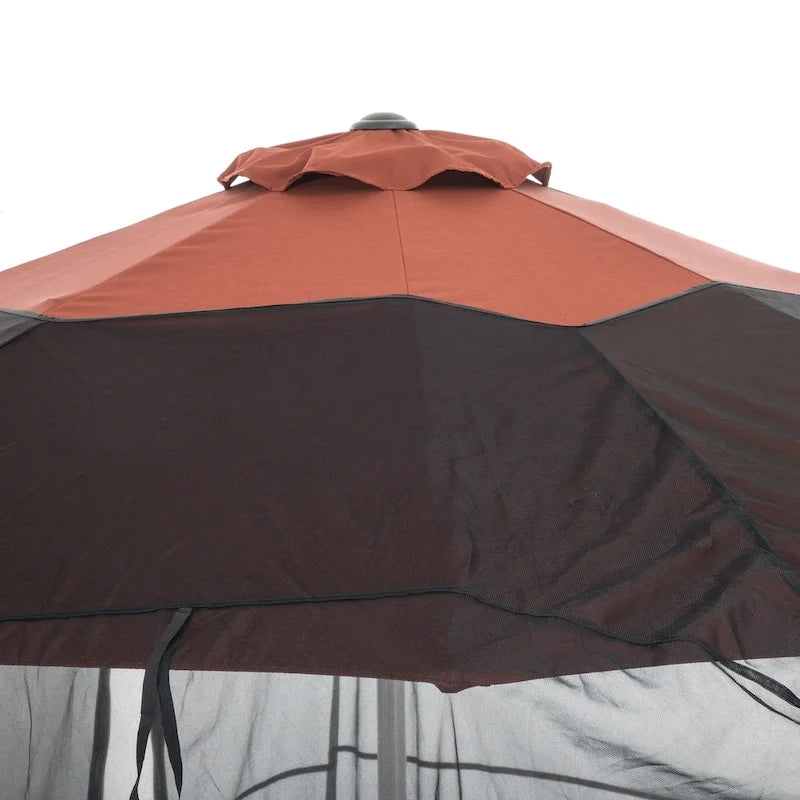Parasol de terrasse rond universel Classic Accessories de 2,74 m (9 pieds) résistant à l'eau avec moustiquaire