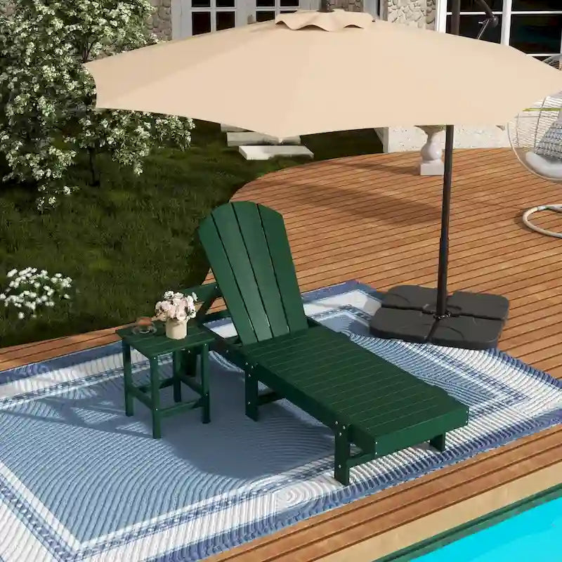 Chaise longue inclinable sans accoudoirs Polytrends Laguna HDPE pour terrasse et piscine d'extérieur (ensemble de 2 pièces)