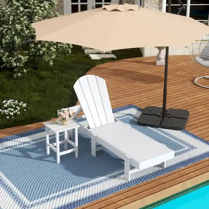 Chaise longue inclinable sans accoudoirs Polytrends Laguna HDPE pour terrasse et piscine d'extérieur (ensemble de 2 pièces)
