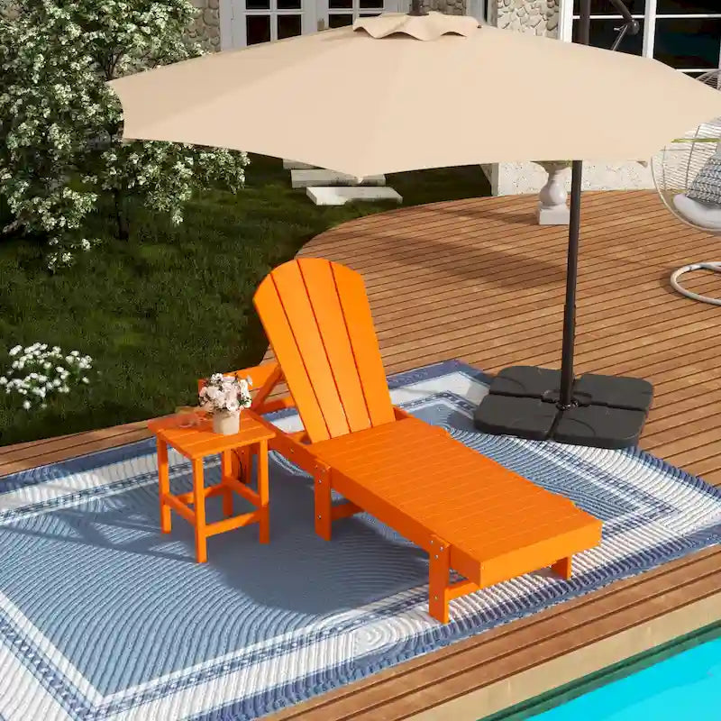 Chaise longue inclinable sans accoudoirs Polytrends Laguna HDPE pour terrasse et piscine d'extérieur (ensemble de 2 pièces)