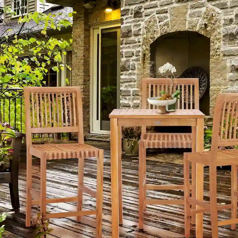 Chic Teak Castle Teak Wood Outdoor/ Indoor Bar Stool Chair