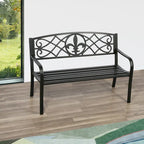 Banc de jardin en métal Lotus Home - 50 cm (L) x 23,6 cm (P) x 34,3 cm (H)