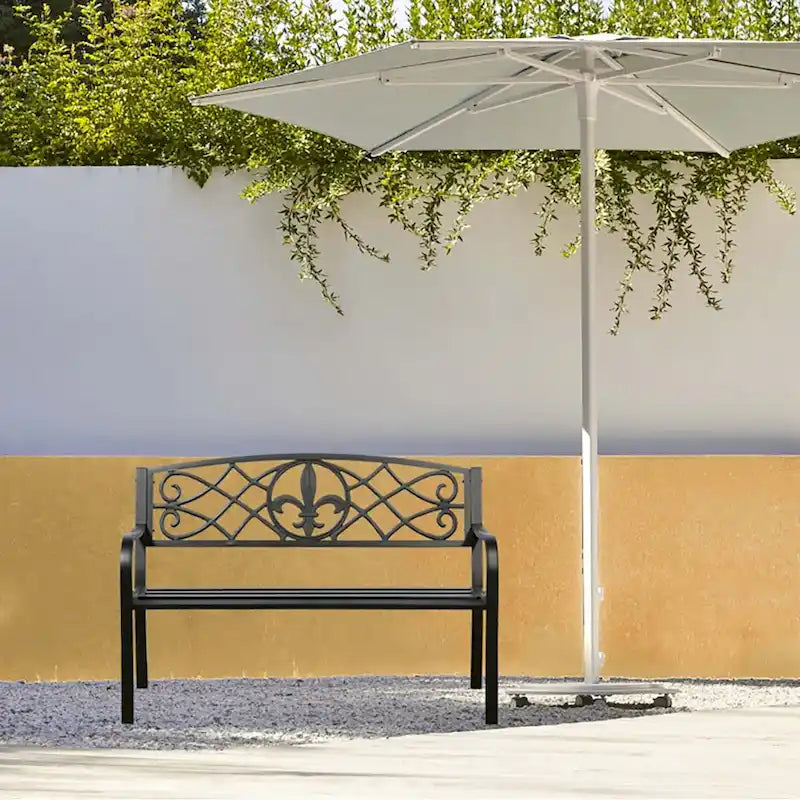 Banc de jardin en métal Lotus Home - 50 cm (L) x 23,6 cm (P) x 34,3 cm (H)