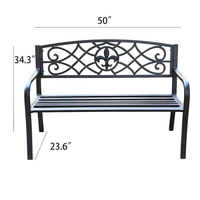 Banc de jardin en métal Lotus Home - 50 cm (L) x 23,6 cm (P) x 34,3 cm (H)