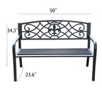 Banc de jardin en métal Lotus Home - 50 cm (L) x 23,6 cm (P) x 34,3 cm (H)