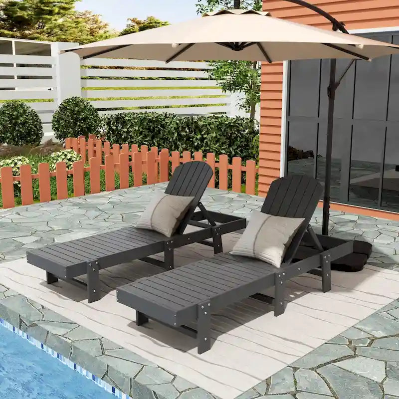 Chaise longue inclinable sans accoudoirs Polytrends Altura en polyéthylène écologique résistant aux intempéries (ensemble de 2)